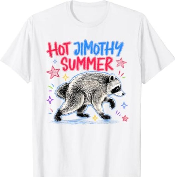 Hot Jimothy Summer Funny Jimothy Meme Cute Raccoon Stars T-Shirt
