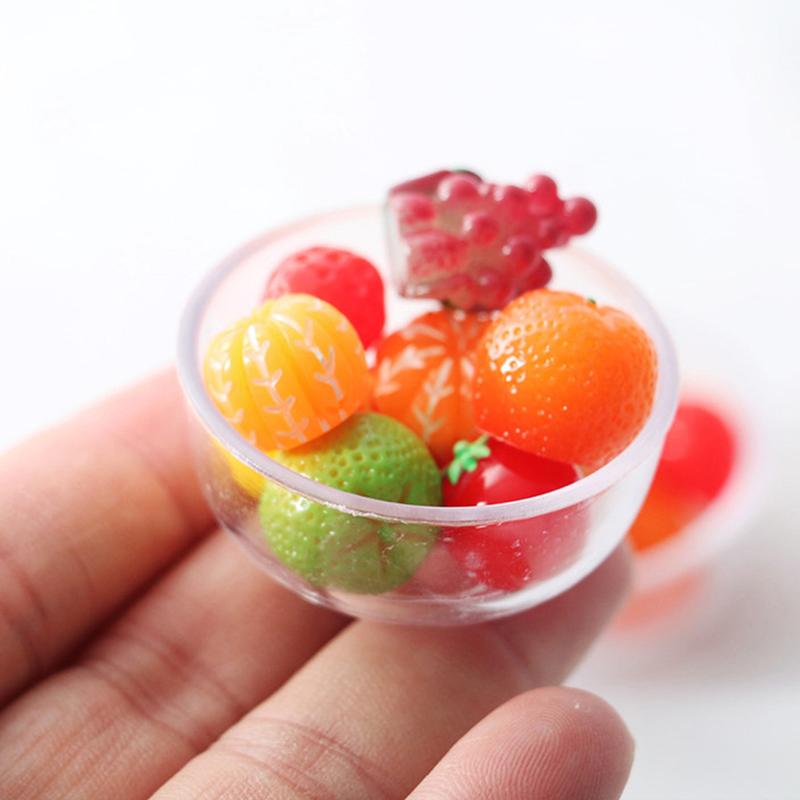 1:12 Dollhouse Miniture Transparent Bowl With 8Pcs Fruits Accessories Decoration Toys