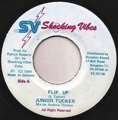 7-дюймовая пластинка JUNIOR TUCKER - Flip Up NONE Shocking Vibes 1994 Ямайка Регги, Ска и Даб Б/У