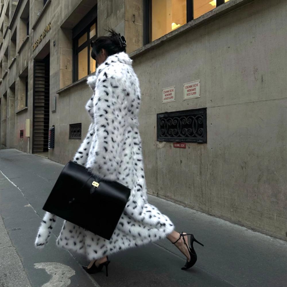 Зимняя новая женская одежда костюм воротник лисьего меха имитация пальто удлиненный свободный тренчкот