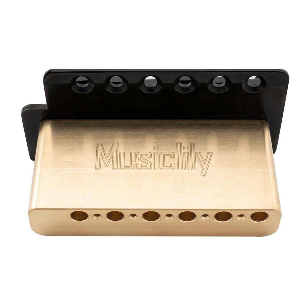 Musiclily Pro 10.5mm Vintage 6-Point Tremolo Unit Bridge with 36mm Solid Brass Block for Squier Stratocaster Electric Guitars, Black