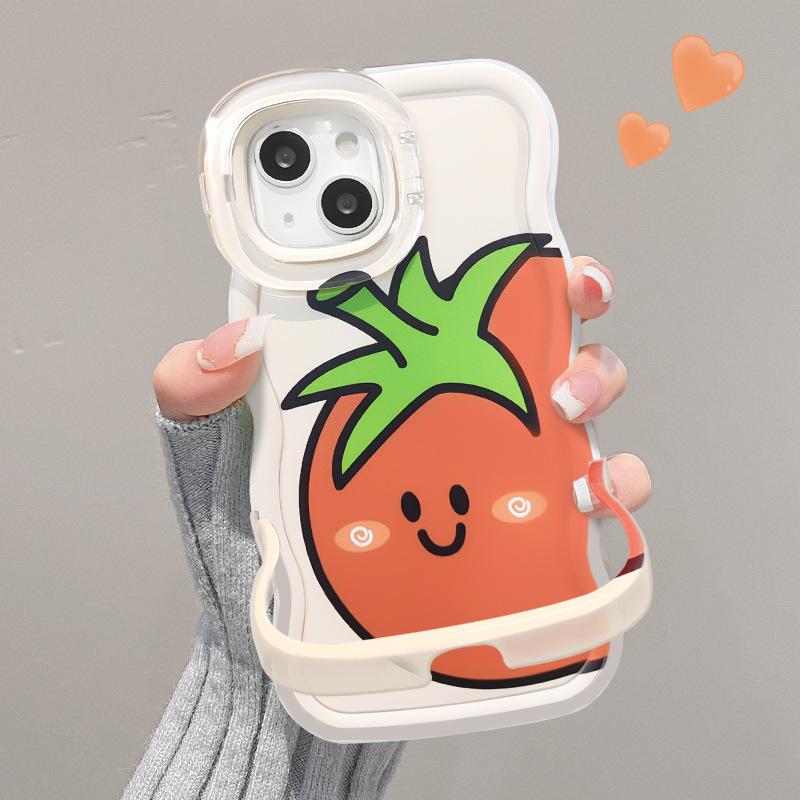 Ins Яйца Помидоры Подходит для Iphone16 Apple Phone Чехол 15 Милый Ниша 14 Двойная Подставка 13 Пара X