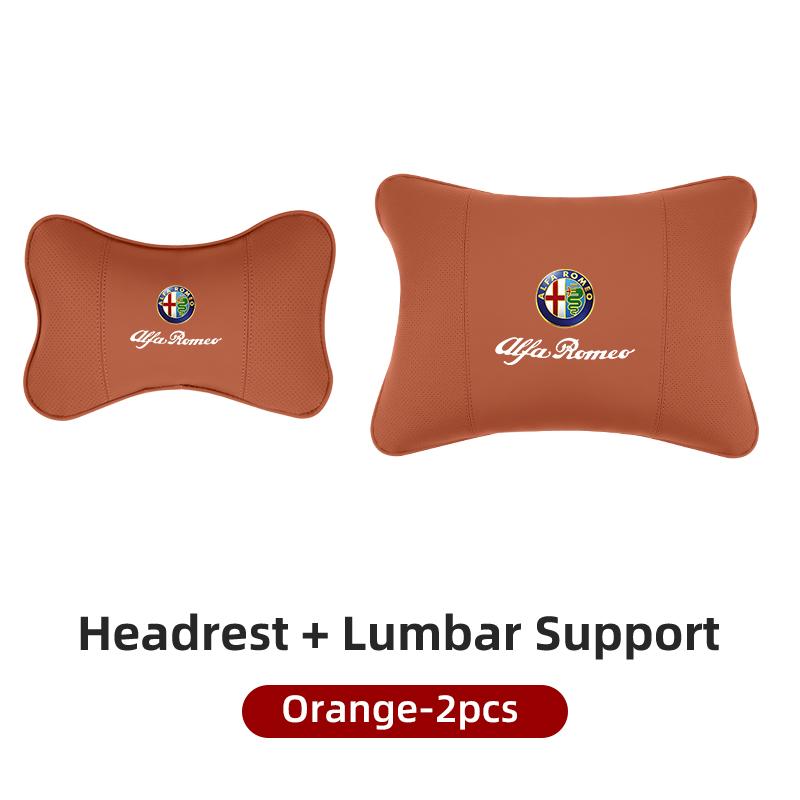 LMRGZ1 Leather Car Seat Neck and Back Pillow Breathable Accessories For Alfa Romeo 159 Giulietta Giulia 147 Mito 156 166 GT