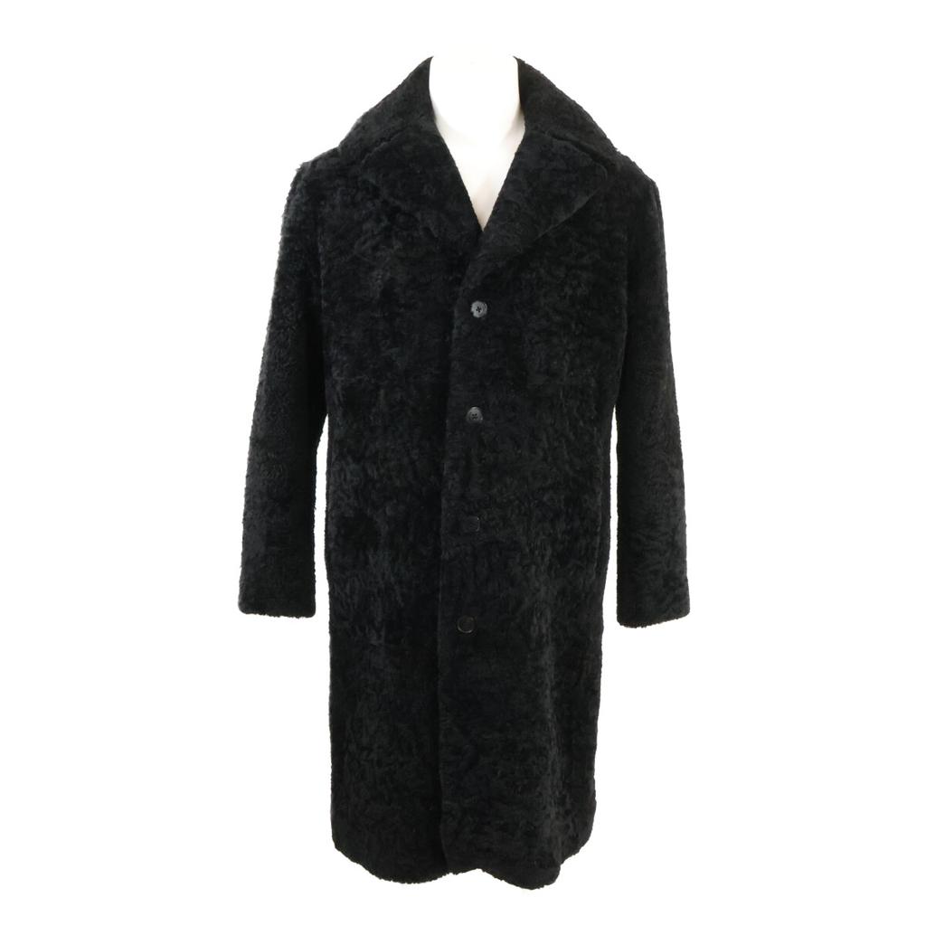 Saint Laurent Paris [Отличное состояние/Официально авторизовано в стране] 524686 Y7SJ2 Шелковая овчина с центральной шлицей Честерфилд Куртка-пальто 46 черный Б/у