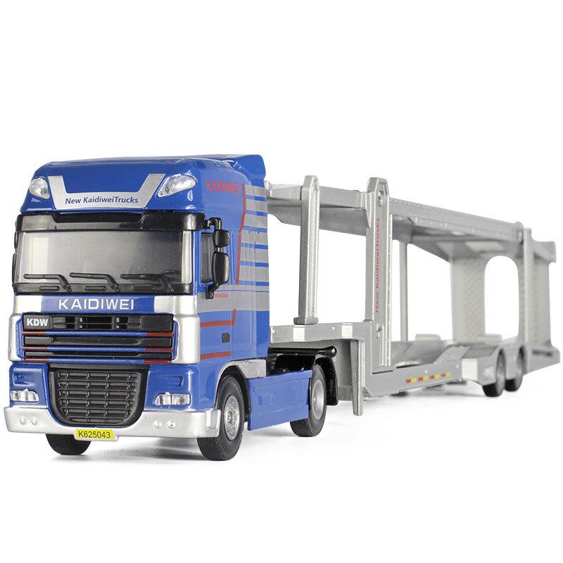 1/50 Alloy Double Deck Flatbed Trailer Model Diecast Metal Heavy Semi Trailer Transport Vehicle Truck Car Model Simulation Kids Gifts