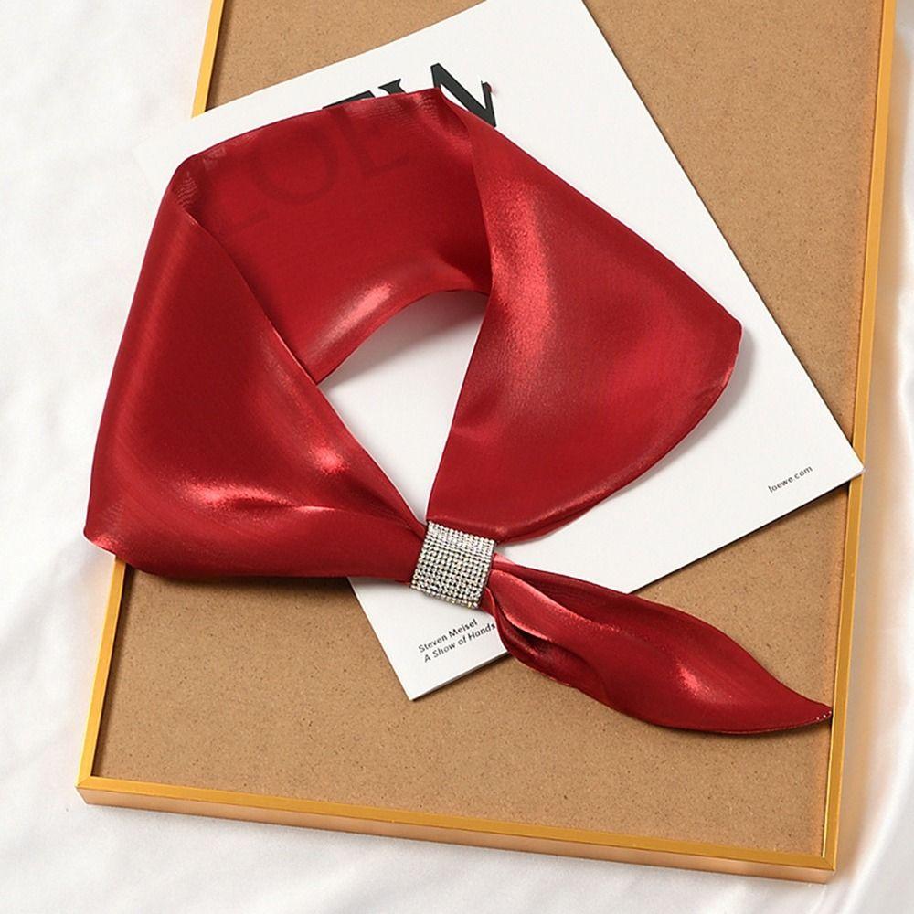 Women's Diamond Satin Silk Scarf with Cross Neckerchief Design