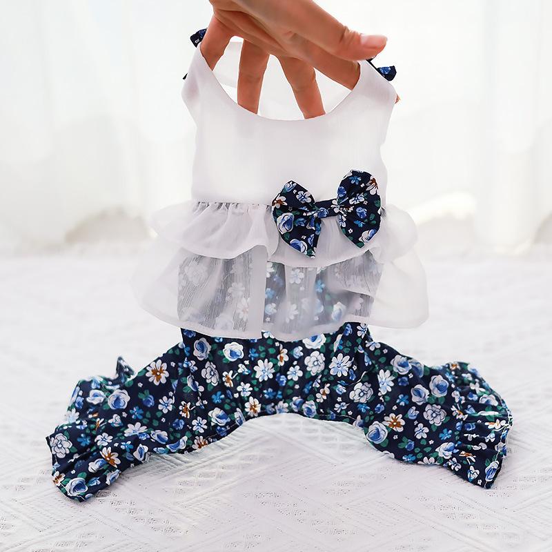 Pet Dog Clothes Spring and Summer Thin Breathable Four-legged Skirt Pet Clothing