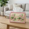 1pc Featuring Two Arrangements of Pink Lilies Set Against a Light Backdrop with a Pink Trim. This Tissue Box Serves As a Decorative Dispenser, Sturdy