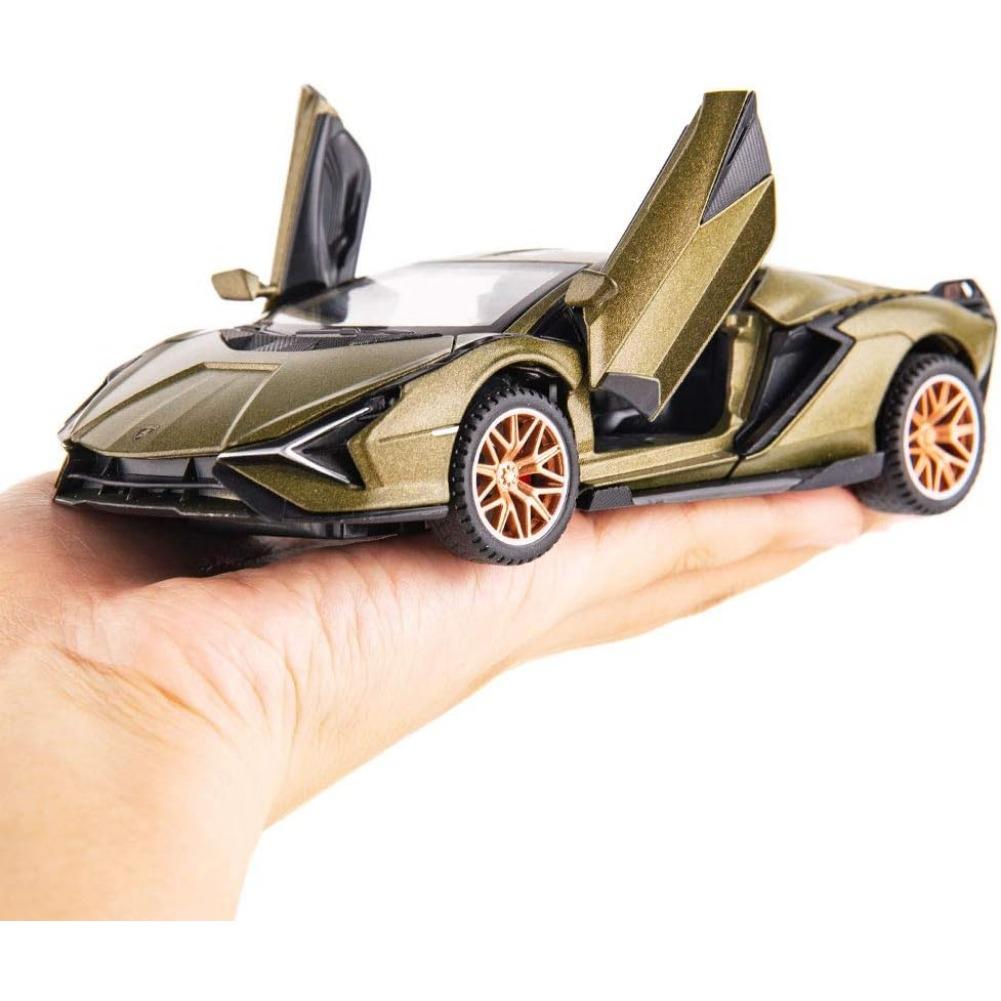 1/32 Lambo Sian FKP37 Car Model Toy Child Sound and Light Pull Back Car Zinc Alloy Casting Toys for Kids Boy Girl Gift