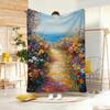 Painting Floral Throw Lightweight g Flannel Blanket Soft Skinfriendly for Summer Cooling