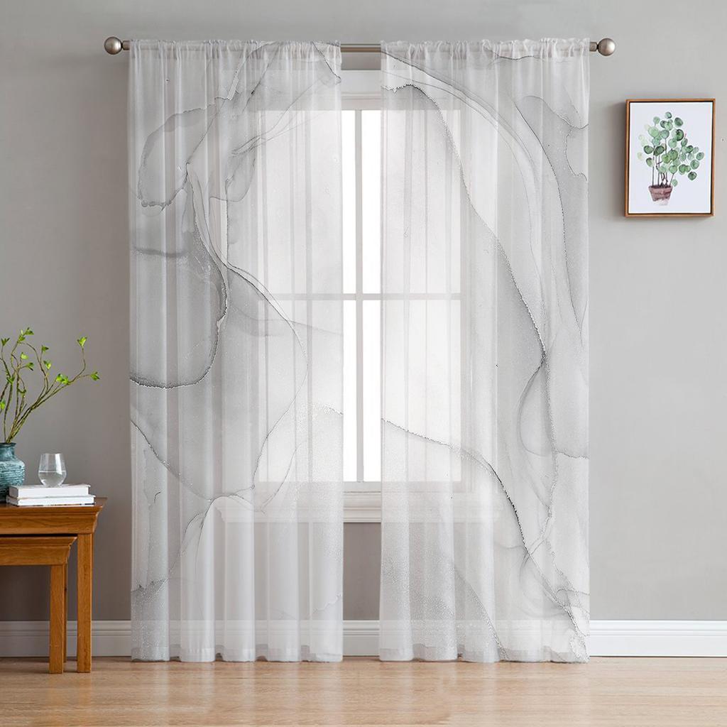 Молодежные прозрачные шторы для спальни, мраморные, бирюзовые, розовые, кухонные шторы для учебы, гостиной, праздничного декора, тюлевые шторы