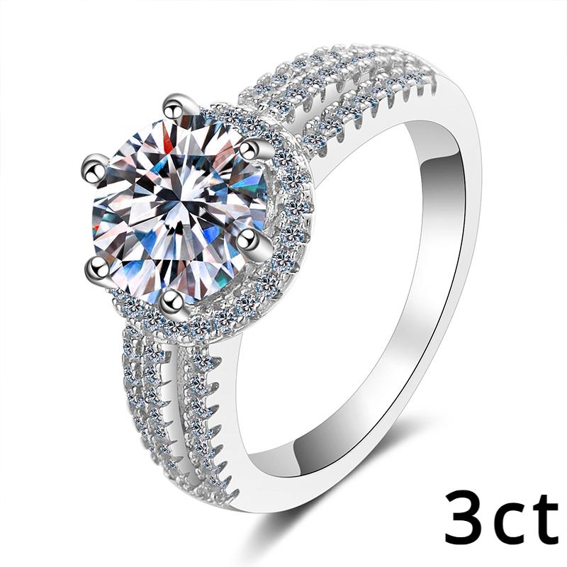 3-каратное кольцо с муассанитом для женщин, стерлинговое серебро 925 пробы, обручальное кольцо, роскошные кольца для свадебной вечеринки с сертификатом