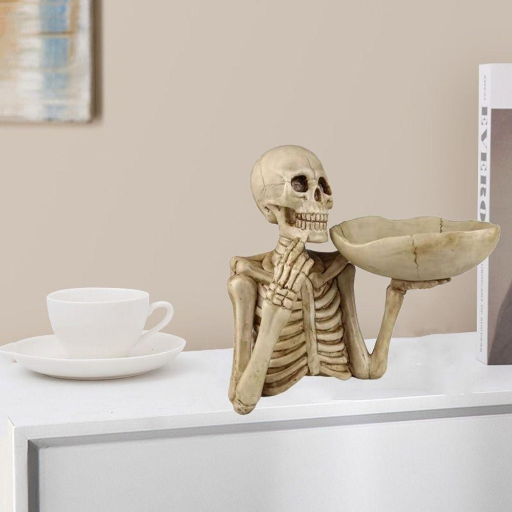 Resin Skull Storage Tray Skull Head Skeleton Fruit Plate Home Decor   Dresser