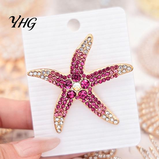 Bag Decoration Pin Vintage Rhinestone Starfish Brooch, Ocean Metal Lapel Pin, Beach Themed Jewelry Sea Animal for Suit Dress Coat Scarf Women Brooch