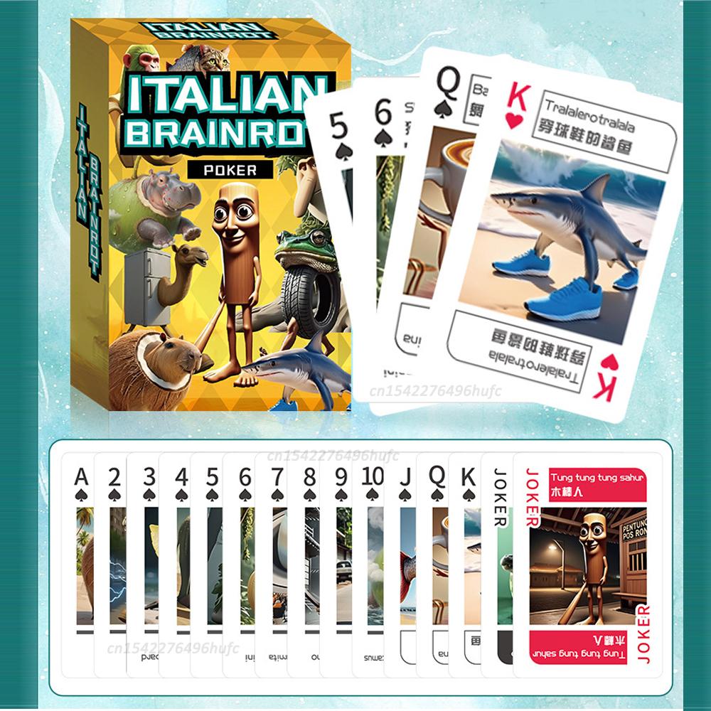 54PCS Playing Cards Italian Brainrot Tralalero Tralala Game Card Family Gatherings Board Game Leisure And Entertainment Toys