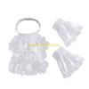 G5AE Victorian Colonial Jabot Set Ruffled Lace Necktie Collar with Wrist Cuffs Set