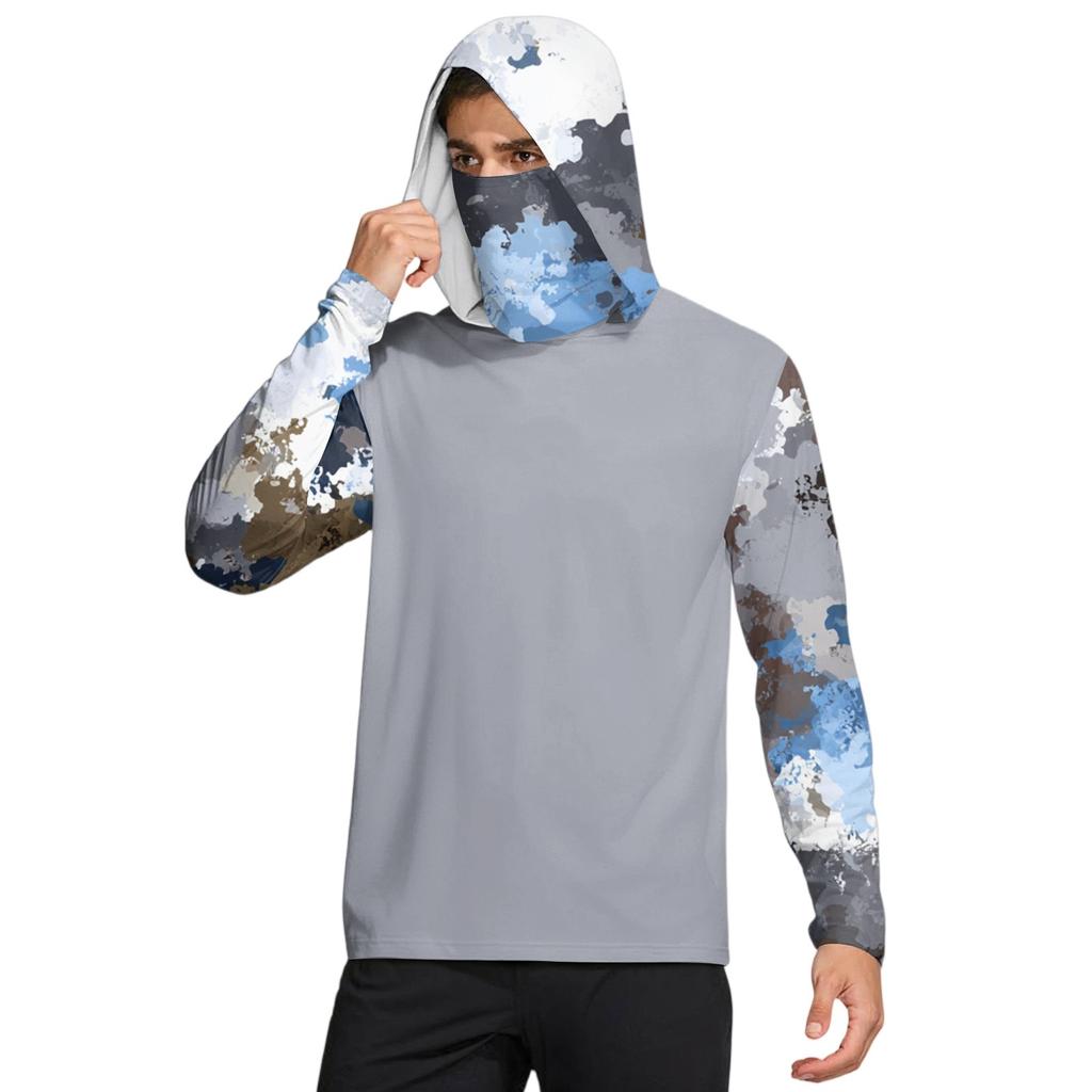 Мужская рубашка с маской Легкая с длинным рукавом Капюшон Для пеших прогулок Рыбалки Для выступлений