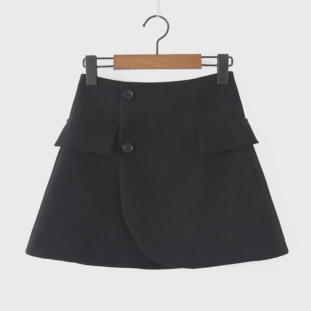 Модный женский пиджак с короткими рукавами на весну и осень + юбка с карманами и высокой талией