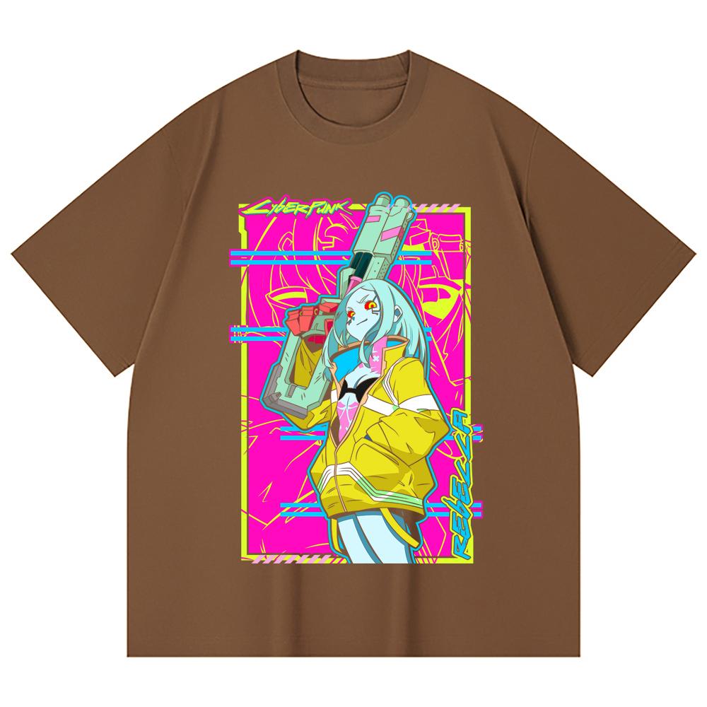 230 Gsm 100% Cotton Cyberpunk Edgerunners V6 Rebecca Print Unisex Heavy Cotton T Shirt