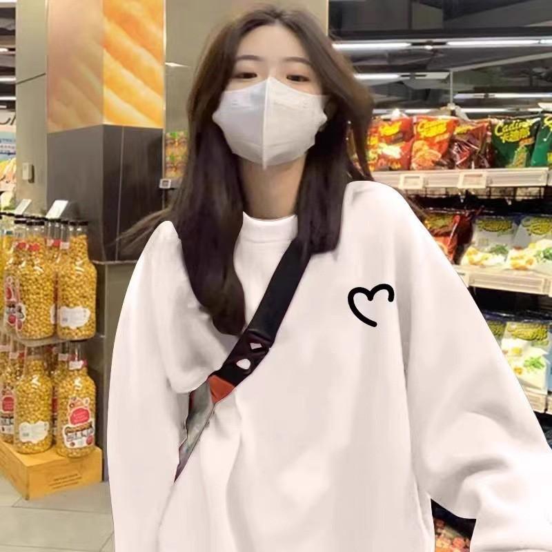 Vintage Letter Print Crew Neck Sweatshirt Loose Fit Long Sleeve Top Fall Winter Streetwear
