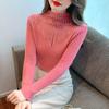 Топы с полувысоким воротником, женские пуловеры с длинными рукавами, осень и зима 2023, облегающий свитер, однотонная одежда 29091