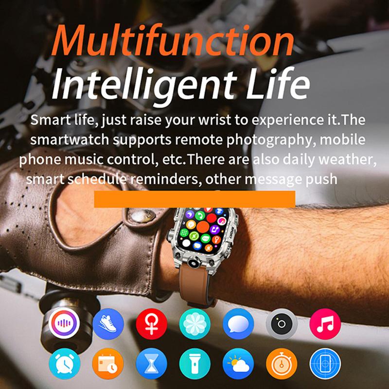 Новые многофункциональные квадратные уличные смарт-часы с большим экраном и фонариком, мониторингом здоровья, мужской спортивный браслет