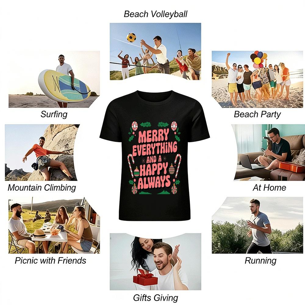 Счастливых Праздников И Счастья Всегда Графическая Футболка Хлопковая Футболка