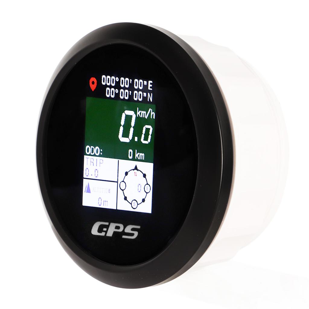 85mm GPS Speedometer 9‑32V TFT Screen Digital Display Speed Gauge Universal for Yacht RV Motorcycle Black Dial Black