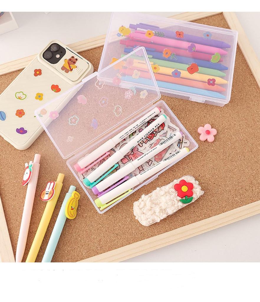 Large & Medium Desk Storage Box School Supplies Storage Box Pencil Box Desktop Organizer Plastic