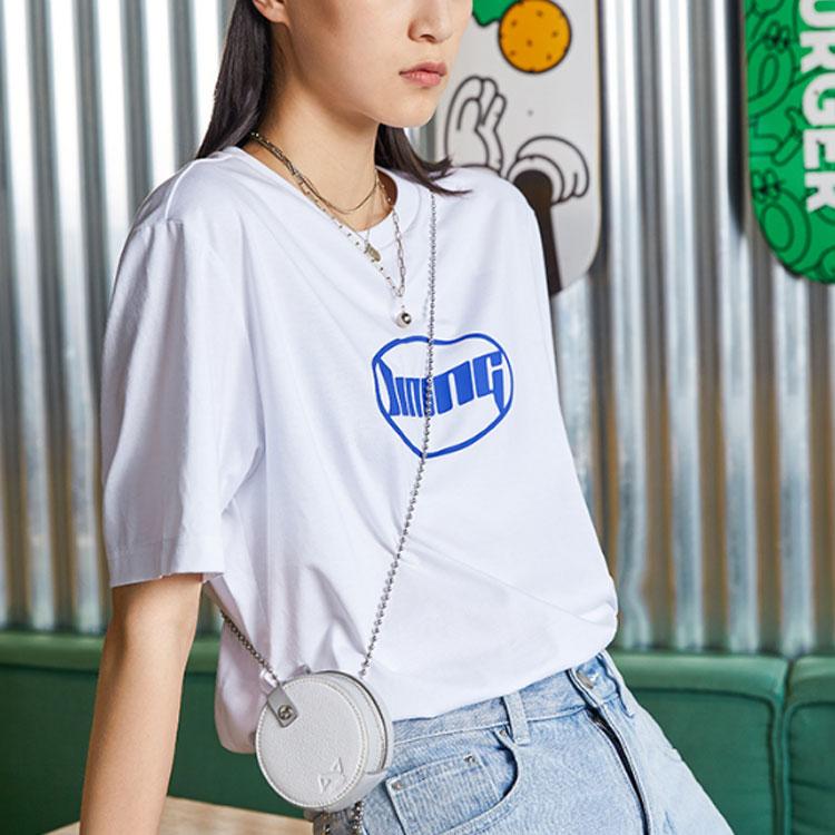 Li-Ning Футболка с коротким рукавом с буквенным принтом, топы унисекс, белая AHSQ412-1