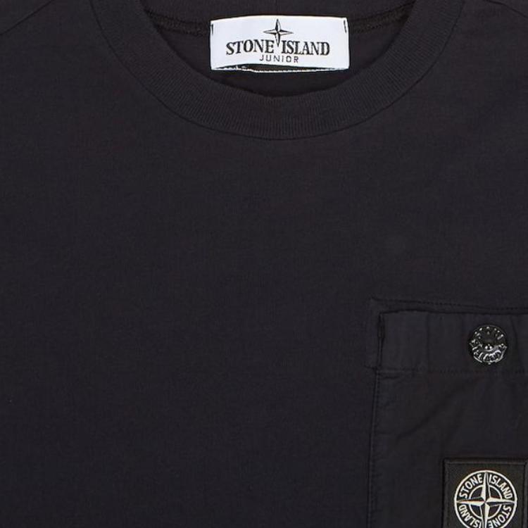 Stone Island T-Shirt With Compass Patch Long Sleeve Kids Tops Navy-Blue 791620347-V0020