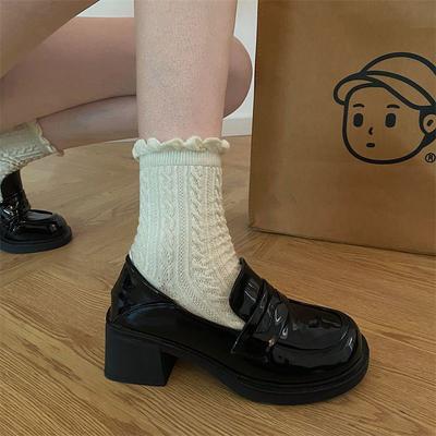 Туфли женские кожаные на толстом каблуке в ретро-британском стиле, летние 2024 года, повседневные универсальные туфли на платформе, черные одинарные туфли