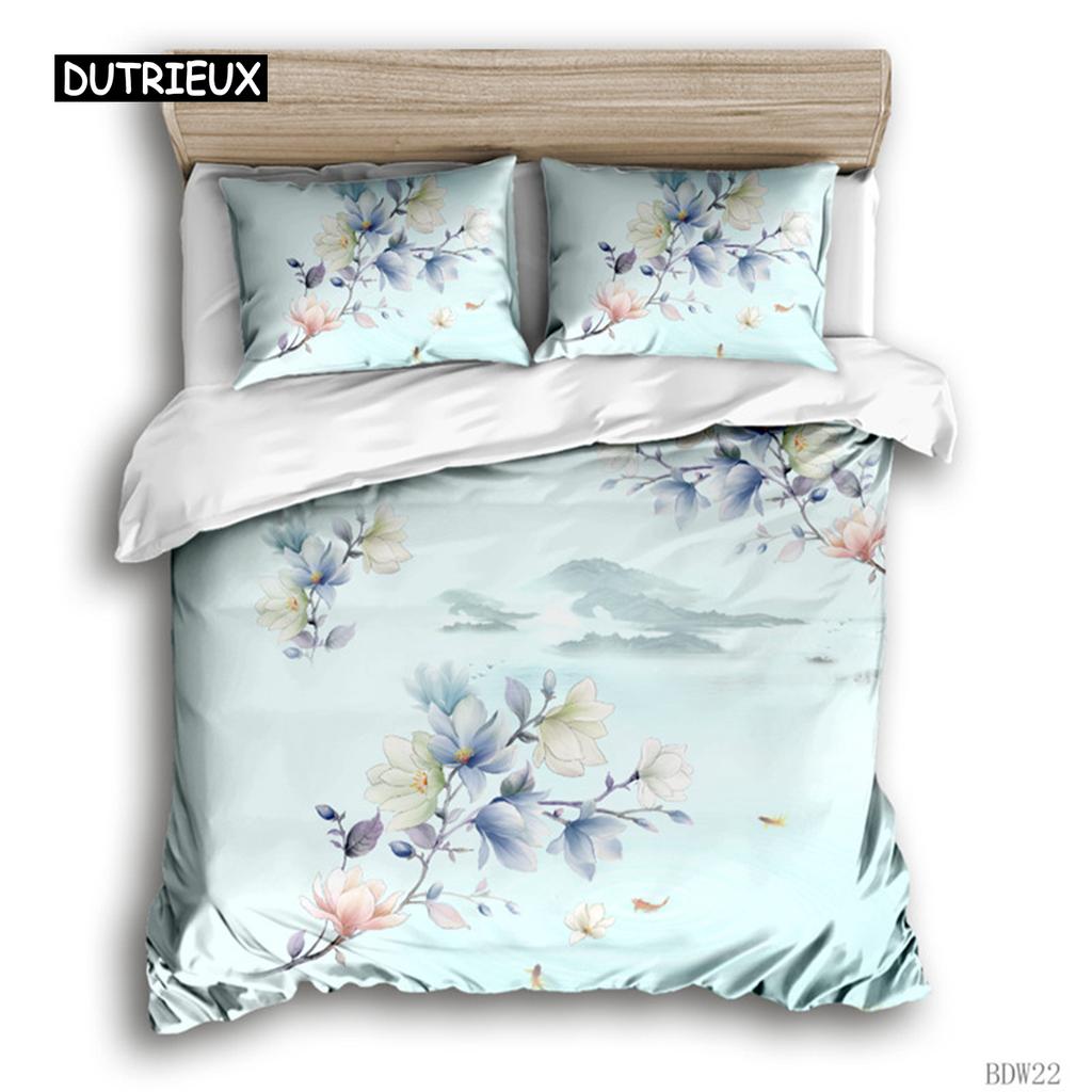 Пододеяльник с цветочным рисунком, ботанические листья, двусторонний комплект постельного белья с цветочным рисунком, натуральное растение, двуспальная кровать размера «king-size», полиэстер, одеяло