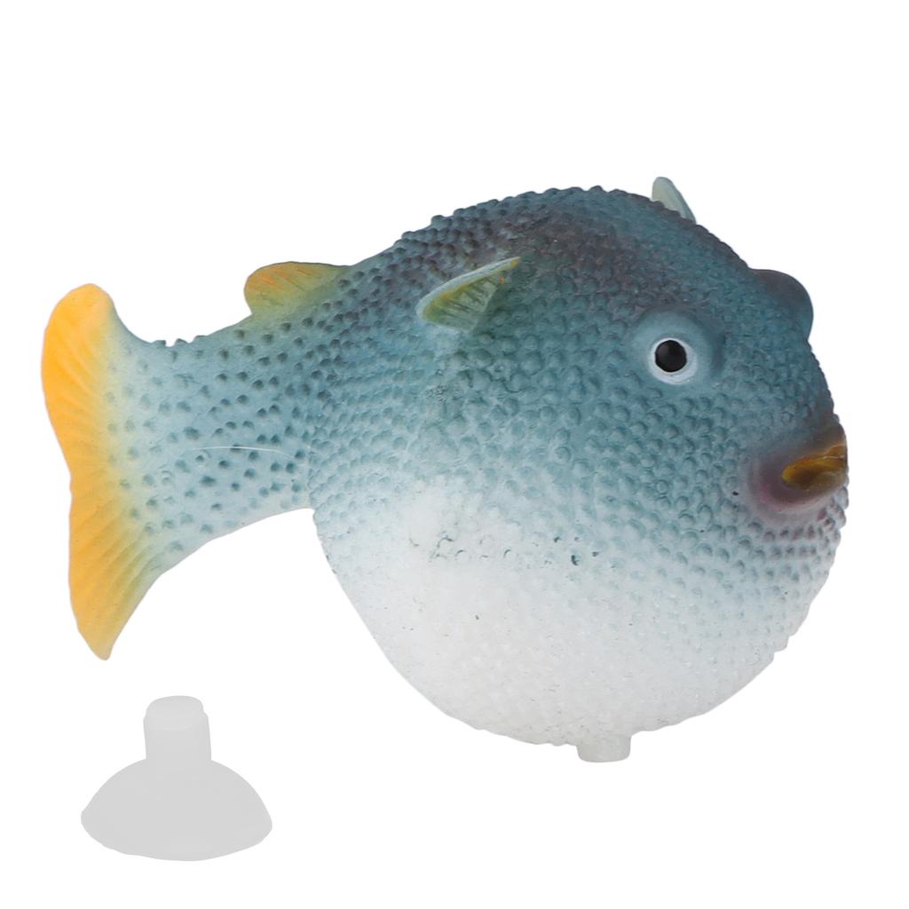 Aquarium Puffer Fish Luminous Simulation Rubber Fish with Suction Cup for Fish Tanks