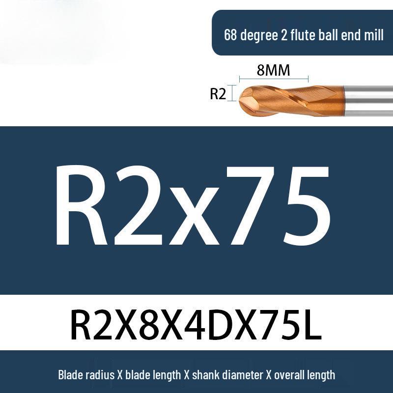 Tungsten Steel Ball Nose End Mill, 68° & 65° CNC Alloy, Extended Reach Cutter
