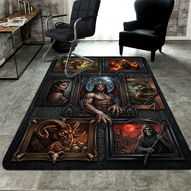 Dark Fantasy Creatures Pattern Rug Floor Mat for Living Room or Bedroom Soft and Comfortable Carpet a Gift for Birthday and Holiday.