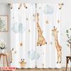 2pcs,2D plane printing Curtains Digital Printed Cute Giraffe Constellation Star Cloud (2) Polyester Fabric (without rod) Festive