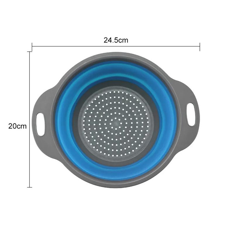 1/2 шт. Силиконовая круглая складная корзина для мытья овощей и фруктов, дуршлаг, сито, складная сушилка, кухонный инструмент