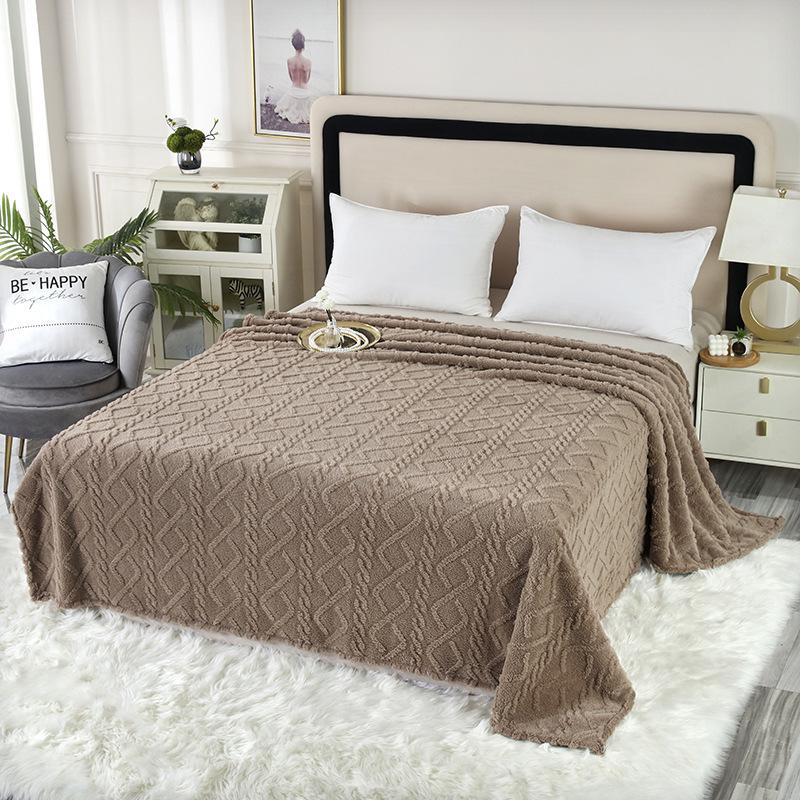 Двусторонний однотонный флисовый и тафтовый плед для дивана или сна