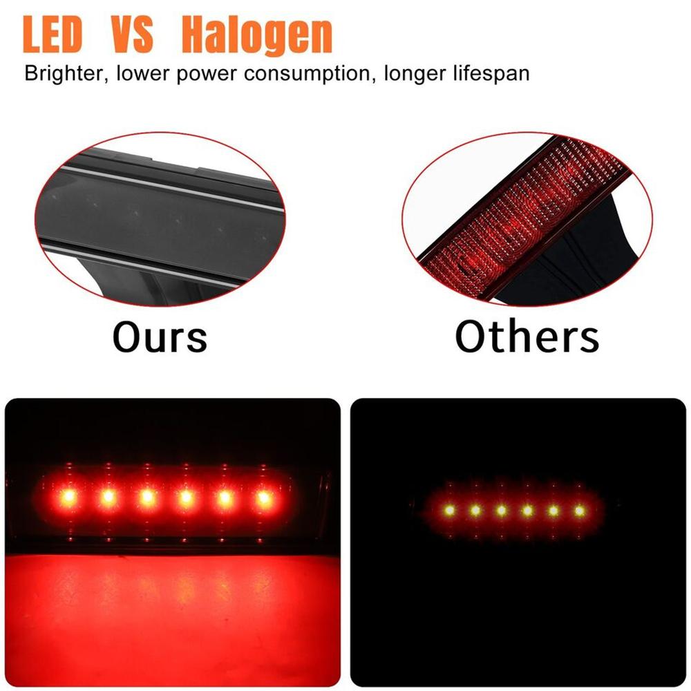 Smoked Lens LED Third Tail Brake Light Rear Stop Lamp For 07-18 Jeep Wrangler JK