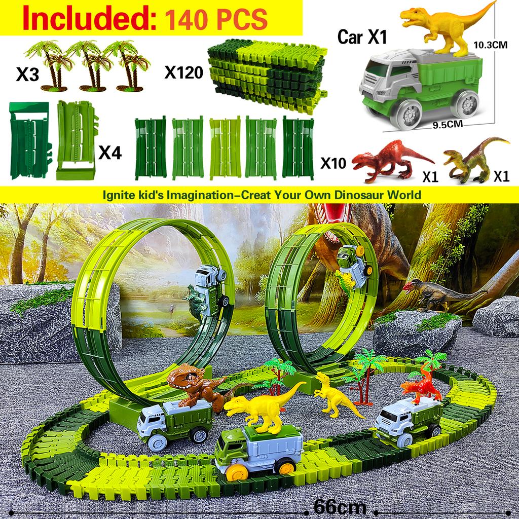 Children Electric Track Toy Car Dinosaur Car Kids Educational Toys Track Car Train Toys For Children Birthday Gift