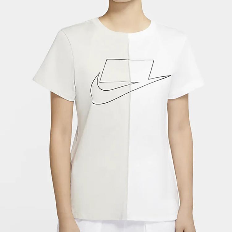 Nike T Shirts Women's White Crew Neck Moderate Straight Fit CU5808-072
