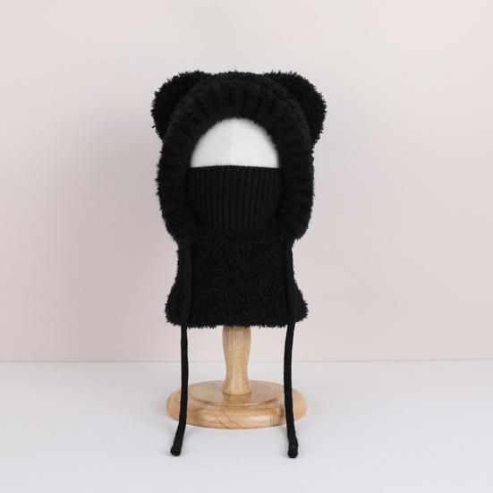 Детская шапка плюшевая с ушками медведя, теплая, ветрозащитная, зимняя, с защитой лица и функцией шейного платка, вертикальный головной убор