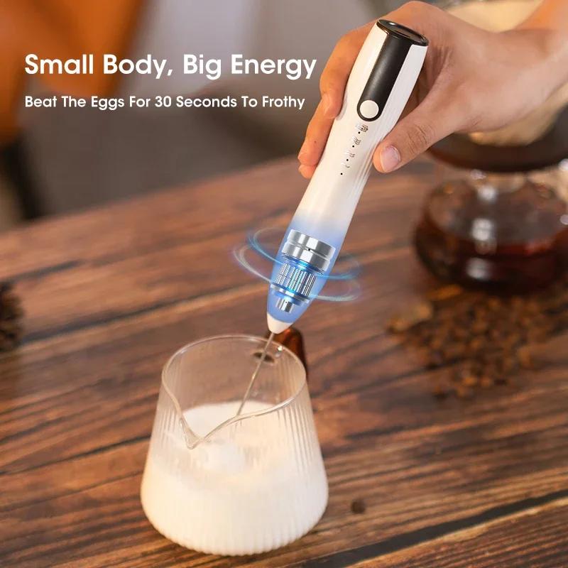 Беспроводной вспениватель молока, электрический ручной блендер, электрическая мини-кофеварка, венчик, миксер с USB для кофе, капучино, крема