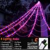 Halloween Spider Web Lights 16.4FT 250 LED Purple & Orange Multicolor 8 Modes Timer IP65 Waterproof Outdoor Indoor Yard Decor with 5 Stakes