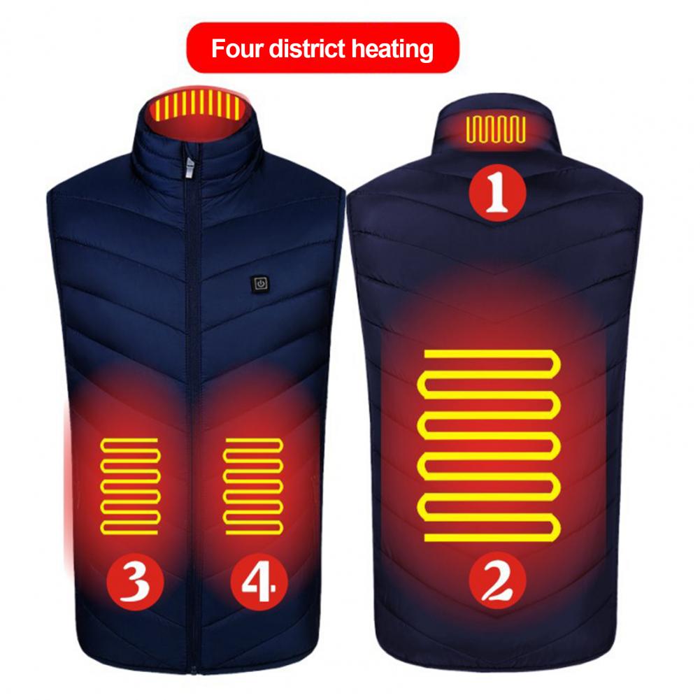 Men Heated Vest Smart Heated Vest Coat for Men with Built-in Carbon Fiber Wire Stand Collar Design Thermal Warmth Technology