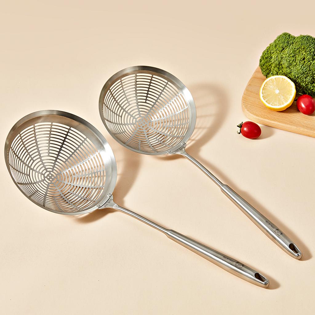Большой дуршлаг из нержавеющей стали 304, кухонные инструменты, бытовой дуршлаг для лапши, шумовка, ложка для фильтрации масла с длинной ручкой