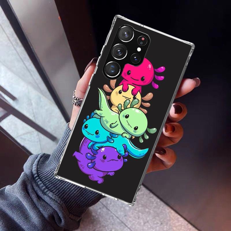 Милый аксолотль Кавайный чехол для телефона Samsung Galaxy S23 S24 S25 Edge S26 Ultra S22 + S21 Plus S20 FE Чехол Силиконовый Печатный Корпус Ga