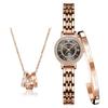 Наручные кварцевые простые нержавеющая сталь подарок на день для женщин OLEVS подарочный набор женские часы, браслет, ожерелье, бренд, милый, стильный,