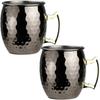 2 шт., новая кружка для коктейля и вина, кружка Moscow Mule из нержавеющей стали с кованым медным покрытием, 550 мл, пивная кружка, барная посуда для напитков